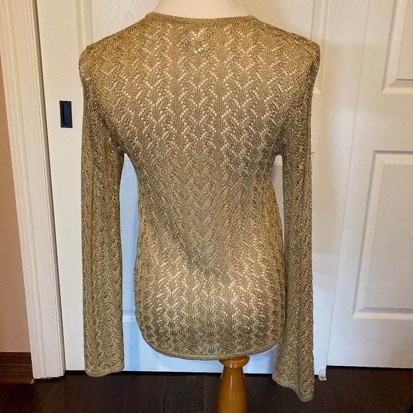 White and Warren Lightweight Gold Cardigan Sweater S - Picture 2 of 3